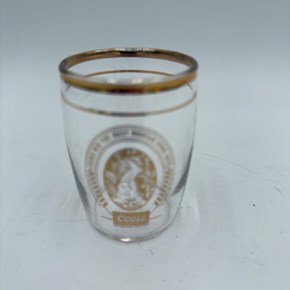 Vintage Coors Glass Tumbler Tasting Chaser or Shot Glass Gold Rim 3” Tall 80’s - Picture 1 of 8